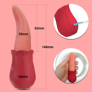 Realistic Licking Tongue Rose Vibrators,10 Speeds Rose Sex Stimulator for Women